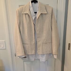 Sag Harbor 90s Cream Blazer Classic Tailored Design Size 14 (Bin 16)